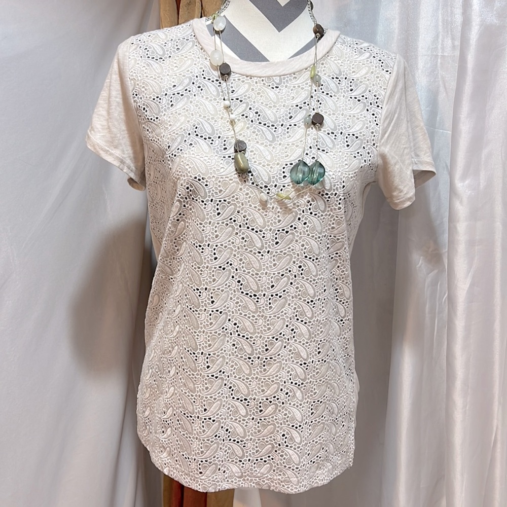 Lace Front See Through J. Crew Knit T-shirt